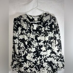 Black and White Floral Women's Top